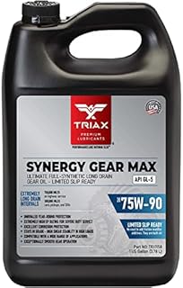 Triax Synergy Gear MAX 75W-90 GL-5 Limited Slip, Ultra Long Drain 500k Miles, Manual Transmission, Gear/Differential Lubricant (1 Gallon)