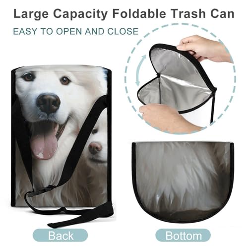 Bote de basura para coche redondo colgar blanco impermeable 5