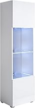 Meubles Bonitos Luke V6 Gloss Melamine Glass Cabinet with Standard Legs, White, 40 x 167 x 29 cm (W x H x D)