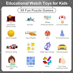 Phyulls Smart Watch for Kids, Smart Watch Toys with 39 Games Camera Video Recorder Music Alarm Calculator Calendar Flashlight Stopwatch Pedometer Gift Toys for 3-12 Years Old Boys and Girls (Black) — photo 4 of 6