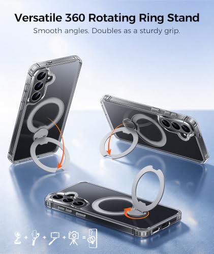 Image of FNTCASE for Samsung Galaxy S26 FE Case with 360 Spin Magnetic Stand Clear