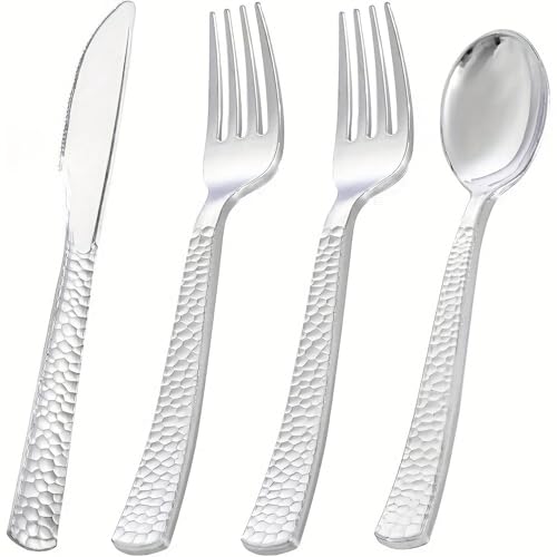 YXC.NAWAGUDO Lot de 75 couverts en plastique réutilisables, couverts en plastique, couverts de fête en plastique, 25 couteaux en plastique et 25 fourchettes...