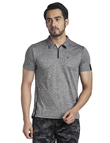 Image of Parx Men's Pure Polyester Solid Pattern Regular Fit Polo Neck Half Sleeve Casual T-Shirt