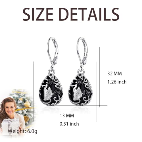 Hummingbird/Butterfly/Dragonfly black Onyx Dangle Earings for Women3