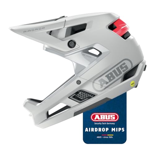 ABUS Fullface-Helm AirDrop MIPS - MTB: Downhill, Freeride und Enduro - Mountainbike-Helm mit optimierter Belüftung und Ambient Sound Channel - für Erwachsene, Weiß, Größe L/XL