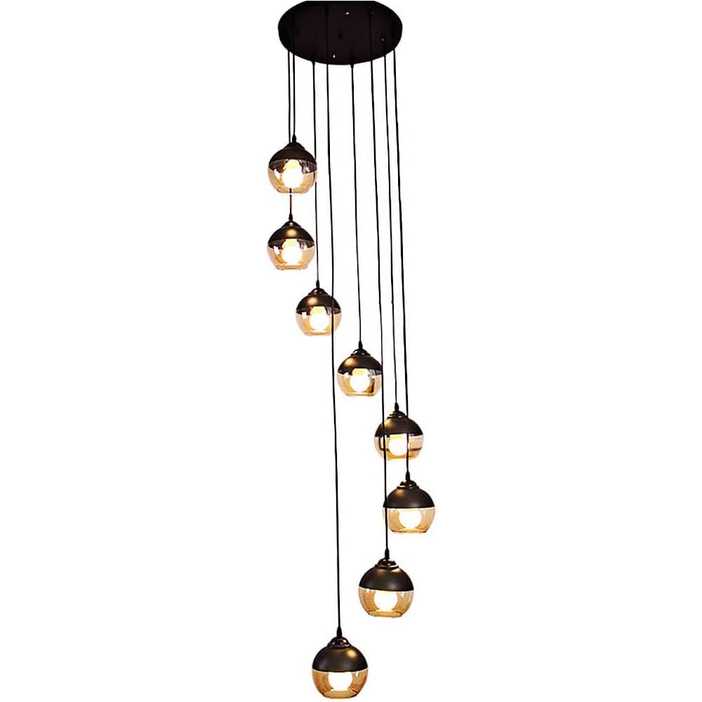 PCXEHUYP Modern Spiral Stairway Chandeliers with Raindrop Design Large Pendant Light Fixtures for Villa Ball Suspension Ceiling Lamps Ideal Staircase Foyer Hallway and Entryway Available i