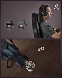 SONGMICS HOME Krzesło do gier, ergonomiczne krzesło komputerowe z podnóżkiem, krzesło biurowe, krzesło obrotowe z poduszką, PU z regulacją wysokości, atrament czarny OBG072B01