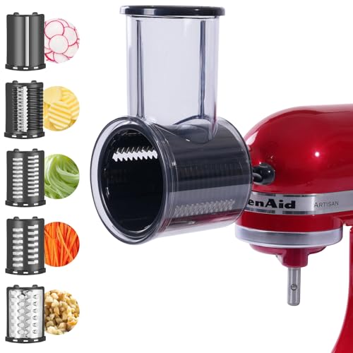 Gdrtwwh Slicer Shredder Accessoire pour mixeur KitchenAid, 5 en 1 râpe à fromage, lames en acier inoxydable, matériau sans BPA, Noir, accessoires de...