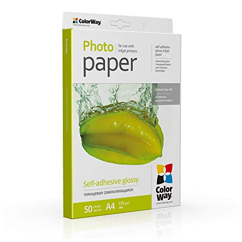 Papier photo brillant COLORWAY A4 135g de 50 feuilles pour imprimante jet d'encre