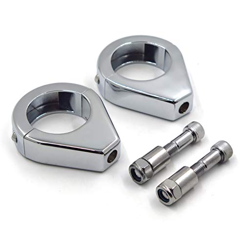 MT299-003-CD Chrome Fork Clamp Turn Signal Clamps Compatible with Harley Softail Mount Bracket 49Mm Fork Tube