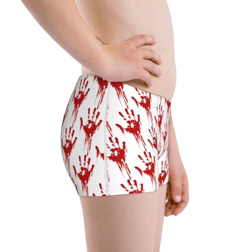 Boys' Cotton Boxer Brief Soft Underwear-Red Bloody Scary Hands2