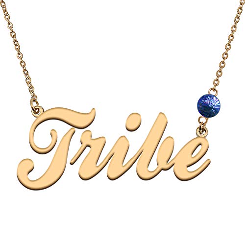 HUAN XUN Custom Choker Birthstone Tribe Name Necklace Best