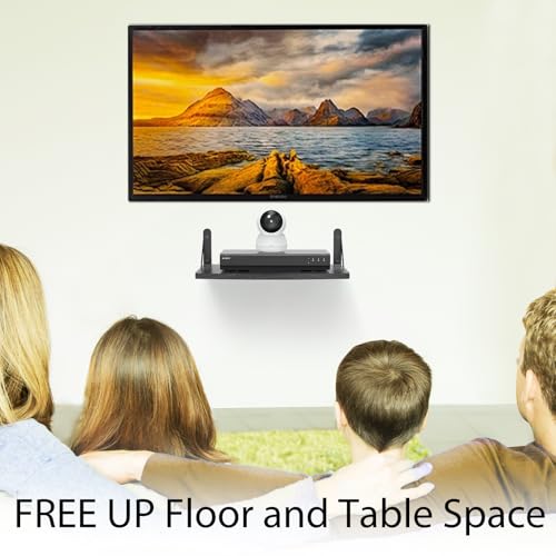 Floating Entertainment Center Shelf, Projector Wall Mount DVD Shelf, Floating Entertainment Center Bracket Under TV for Cable Boxes/Games Console/DVR/TV Accessories, Black (Black)