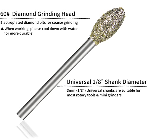 Conjunto de 30 peças de brocas de diamante com haste de 1,27 cm, 10 estilos, cabeça de moagem revest