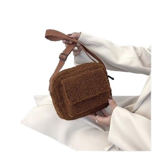 Damen Plüsch Handtasche Aus Flauschigem Fell – Schwarze Umhängetasche Für Den Winter