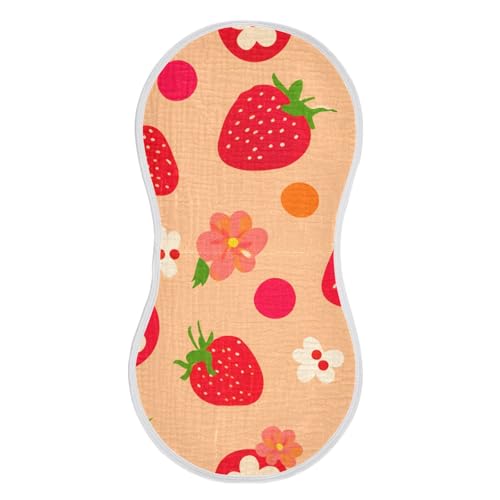 2 Pack Baby Burp Cloths, Soft Absorbent Burping Cloths for Babies, Cotton Milk Spit Up Rags, Large Size for Newborns, Baby Boys and Girls (Playful Strawberry Design)2