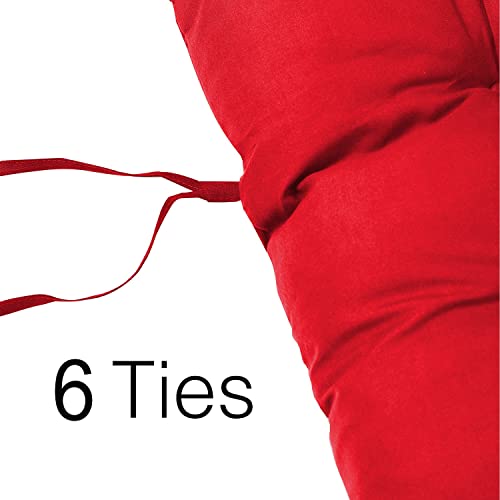 Image of Super Comfy Long Rocking Chair Cushion /Bench Back Seat Pad Cotton Handmade Quilts (Red -18 x 50 Inch)