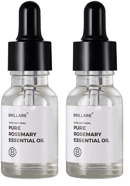Image of Brillare Pure Rosemary Essential Oil for Hair Growth & Scalp Nourishment | 100% Natural Rosemary Oil for Thicker, Fuller Hair (Pack of 2)