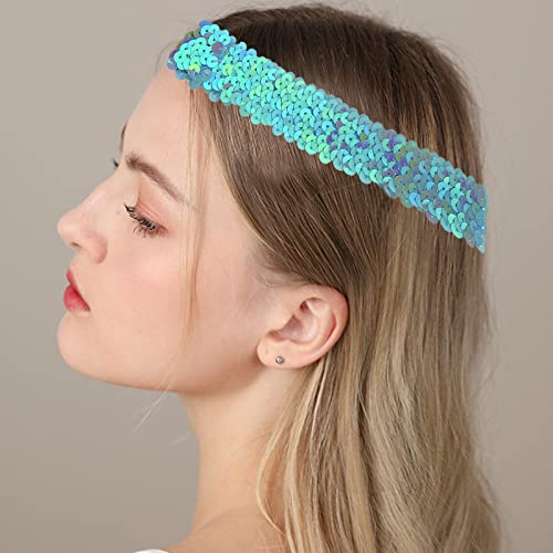 8 Pcs Sequin Headband Women Sports Headband Elastic Non Slip Headdress Shiny Style Accessories for Girls Women - Image 4