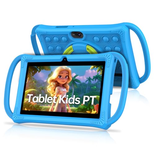 PRITOM Kids Tablets 7 inch, 32 GB,Perfect Size for Toddler Tablet with Un-Zipped Case, WiFi, Dual Camera, Education, Games, Children Tablet with Kids Software Pre-Installed, Parental Control (Blue)