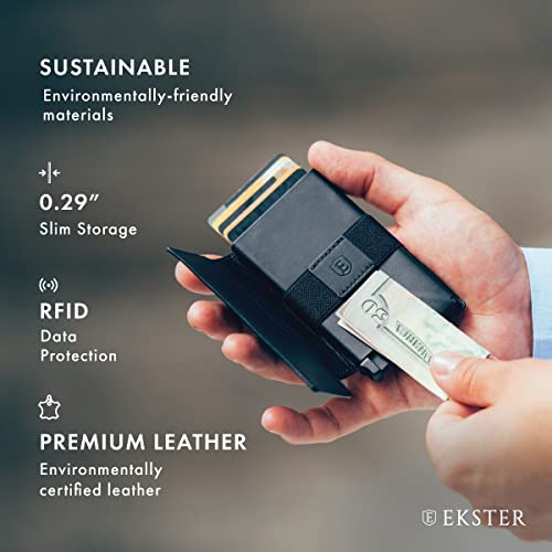 Image of Ekster Senate Cardholder Wallet | RFID Wallet for Men & Women | Slim & Minimalist Aluminum Wallet with Pop Up Cardholder (Nappa Black)