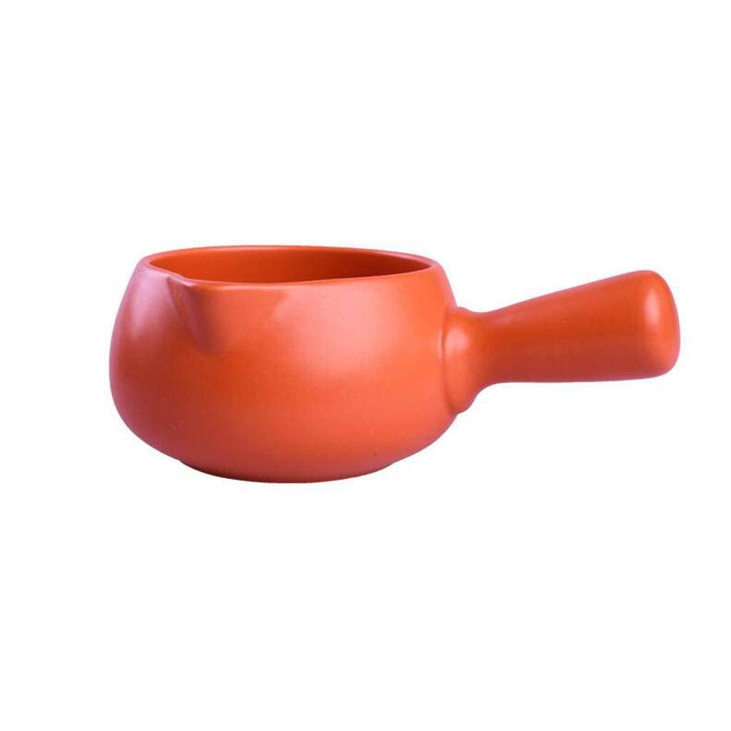 Bols à Soupe avec poignée en céramique Bouillie aux œufs de Style Japonais Avoine au Lait Nouilles instantanées bébé pour Enfants Couleur unie-orange-700 ML