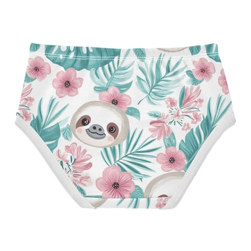 Wusikd Cartoon Sloth Girls' Underwear Cotton Pink Flowers Girls Briefs Soft Toddler Underwear 2T2