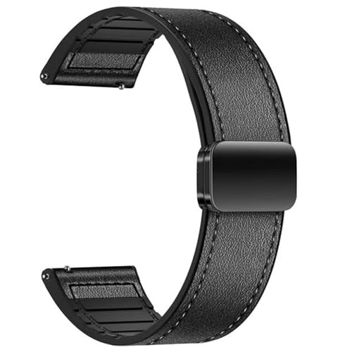 Image of AONES Watch Strap Leather Silicone Magnetic Belt 20mm Compatible for Compaq Q Watch Balance Smartwatch Band
