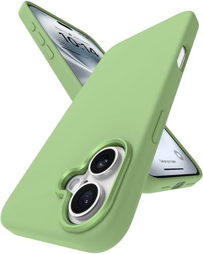 Image of eller sante Silicon Back Cover Case for iPhone 16 Plus Scratch Resistant TPU Shockproof 6ft Feet Drop Protection Support Mag-Safe Wireless Charging- Mint Green