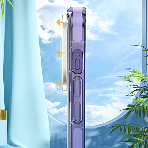 Milprox Case Compatible With Magsafe For Iphone 14 Pro Max, Magnetic Clear [Non Yellowing] [Mil-Grade Protection] Shockproof Heavy Duty Bumper Cover Shell For Iphone 14 Pro Max Case 2022-Purple #TOP5