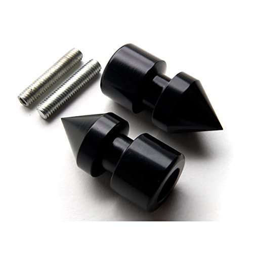 Krator Black Spike Swingarm Spools Sliders - Compatible with Suzuki/Honda CBR 600RR 1000RR GSXR 600 SV650 and More! (1992-2012)