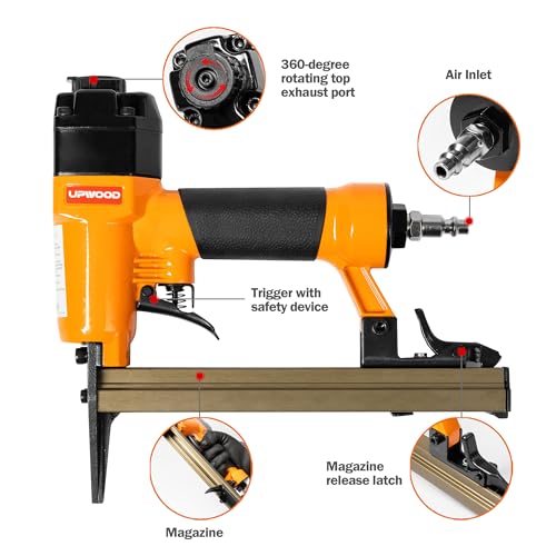 Upwood 7116LN Grampeador pneumático de calibre 22, grampeador pneumático de estofamento sem óleo, ex