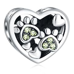 Peridot Crystal Dog Paw Heart Charm