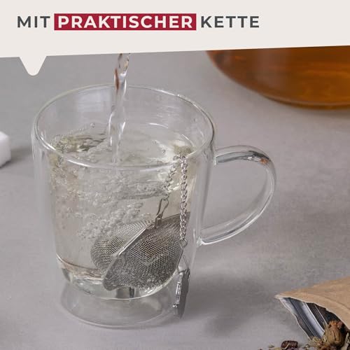 Fackelmann Tee-Ei Essential aus hochwertigem Edelstahl - Ideal für losen Tee, spülmaschinengeeignet, Silber