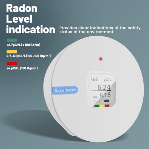 RadonSense Hello Radon C,E-Ink Display Radon Detector for Home,Alpha Spectrometer Sensor&2 Years Battery,wall Mounted&Free Standing,PCi/L & Bq/m³ Units Switchable - Image 5