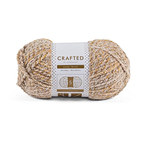Crafted By Catherine Cozy Twist Yarn - 2 Pack (345 Yards Each Skein), Beige Multi, Gauge 5 Bulky #TOP4