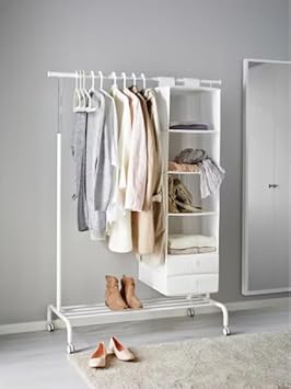 Ikea Alloy Steel Modish Adjustable/Easy Lock Clothes Rack - White By Stockland
