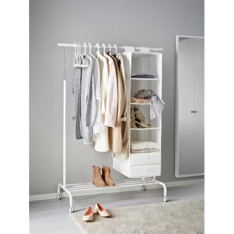 Ikea Alloy Steel Modish Adjustable/Easy Lock Clothes Rack - White By Stockland