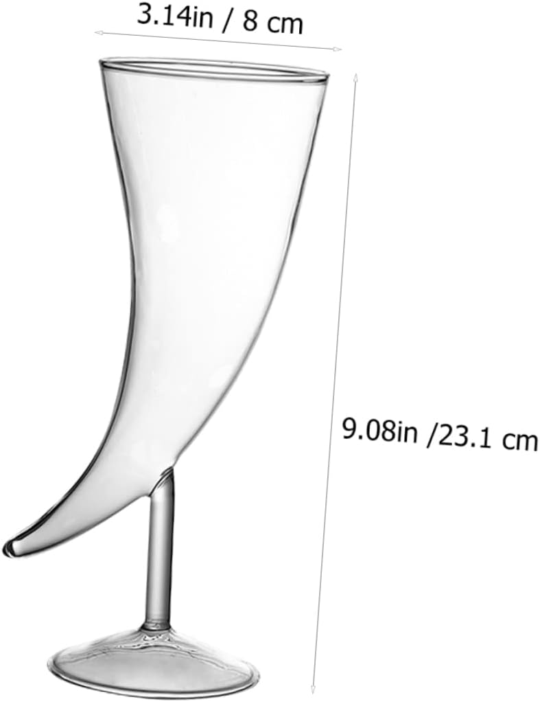 Cabilock 2pcs Elegant Craftsmanship Horn Wine Glass Moon Shape Cocktail Glass Margarita Whiskey Glasses