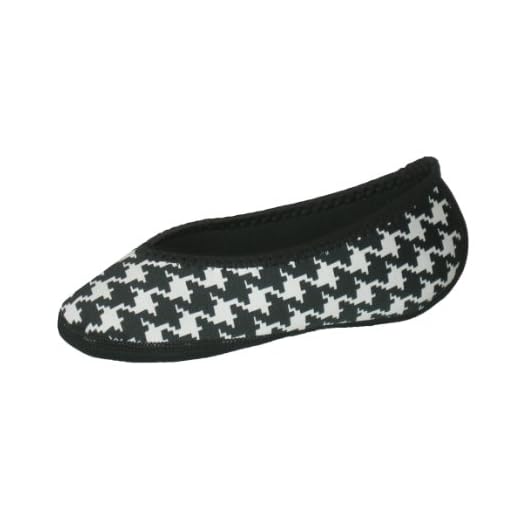 Nufoot Ballet Flats Women's Shoes Foldable & Flexible Flats Slipper Socks Travel Slippers & Exercise Shoes Dance Shoes Yoga Socks House Shoes Indoor Slippers Black and White Hounds Tooth X-Large