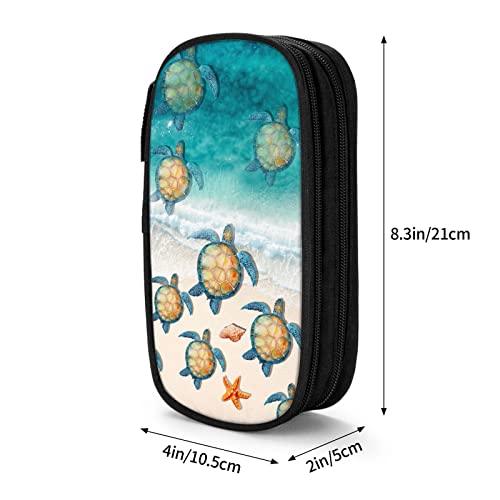 Image of YETTA YANG Sea Turtle Beach Starfish Ocean Coastal Pencil Box Case for Pen Holders Office Supplies Big Capacity large