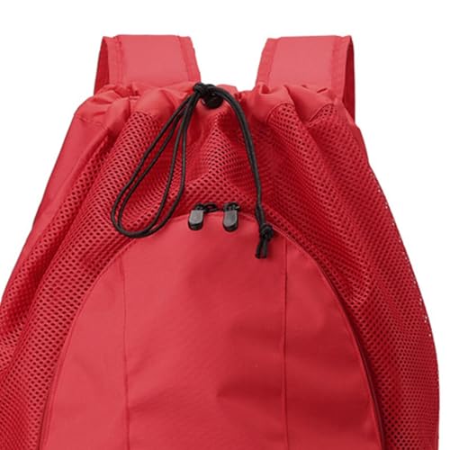 Drawstring Backpack Sports Gym Bag Zip Pocket Nylon Beach Gym Backpack Badminton Racket Bags for Hiking Dance Travel Shopping, Red3