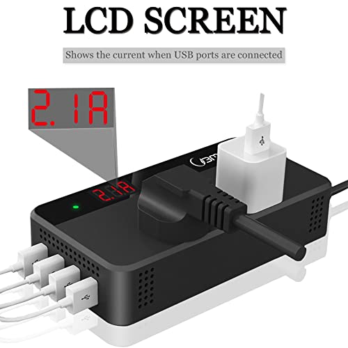 BMK 200W Car Power Inverter DC 12V to 110V AC Car Inverter 4 USB Ports Charger Adapter Car Plug Converter with 2 QC3.0 USB and 2 Type C Ports (Black)