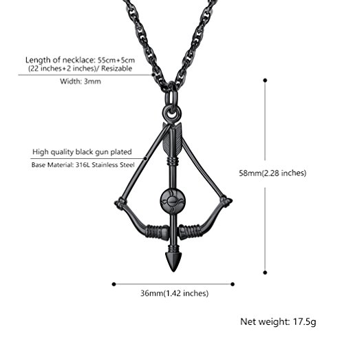 Prosteel Bow & Arrow Necklace,Necklaces Pendants,Viking Jewelry,Gothic,Black,Mens Jewelry,Wonder Woman,Valentine's Day,Gift #TOP5