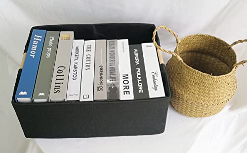 Image of Storage Bin for Shelves Rectangle Closet Baskets Foldable Box with Handles Black Storage Boxes for Home Office Car Dormroom