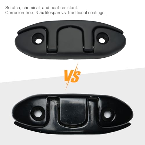 Image of Thorn Boat Folding Cleat,Flip Up Marine Stainless Steel 4-1 /2 inch Black Dock Cleat W /Fasteners (Black ，4-1 /2 inch， 2pcs)