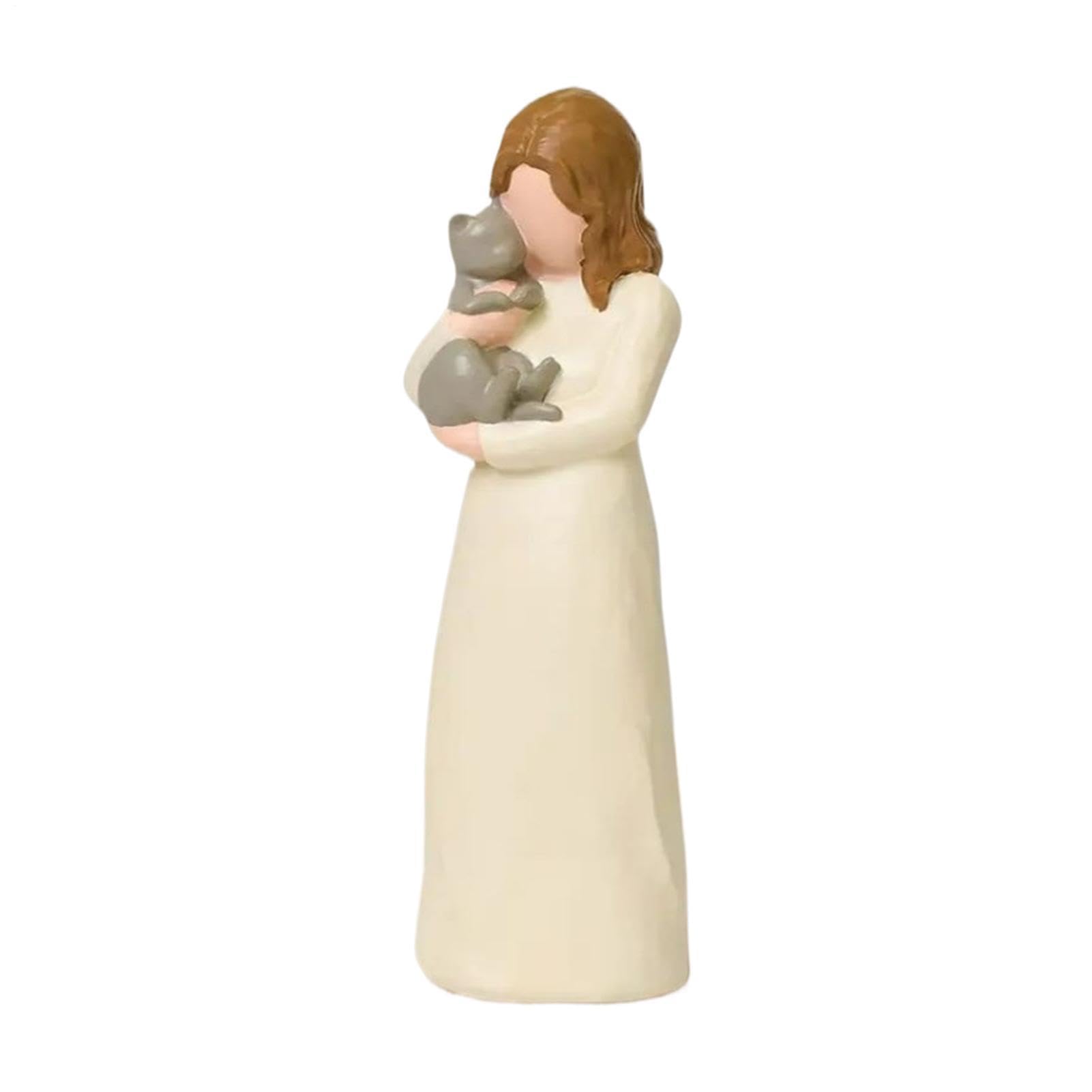 Figurine de sœur commémorative de chat en résine grise de 14,5cm
