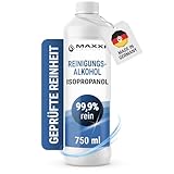 Alcohol alcohol isopropilico puro (99,9%) 750 ml alcohol de limpieza desengrasante y disolvente | uso sin residuos para la limpieza de componentes electrónicos, vinilos y cabezales de impresión