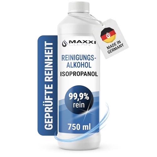 Maxxi Clean 1 x 750 ml Isopropanol 99,9% I Reines Isopropylalkohol I Fettlöser & Entfetter I schnell verdampfend, rückstandsfrei I entfernt Lack- und Klebereste I Resin-Reinigung für 3D-Drucker
