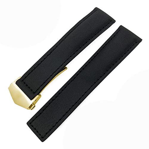 Bracelet montre nylon 22 mm noir doré pour Tag Heuer Aquaracer bracelet boucle déployante